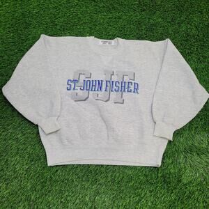 Vintage SJF St-John Fisher Crop Sweatshirt Large 23x24 USA